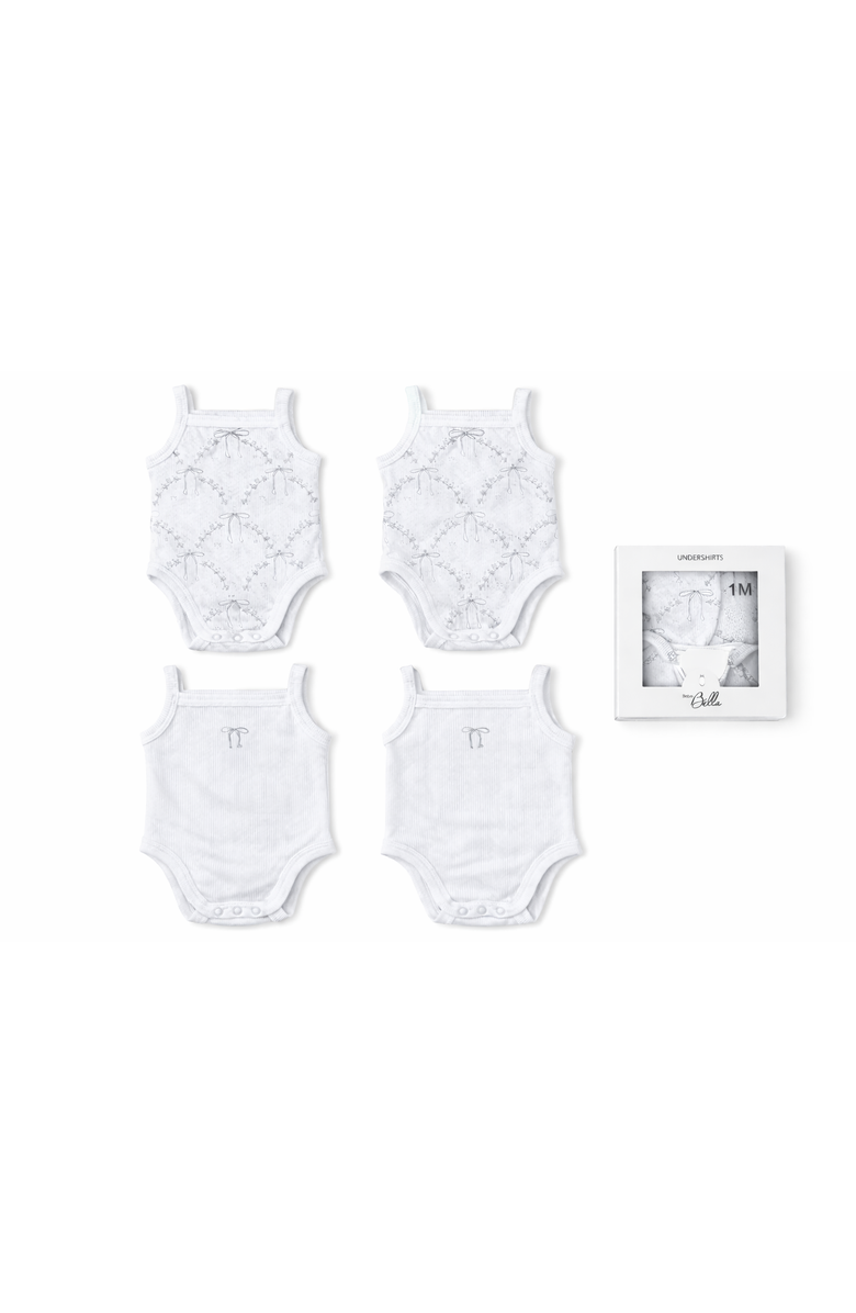 Bebe Bella Rib Bow Undershirts Pack, Main, color, White