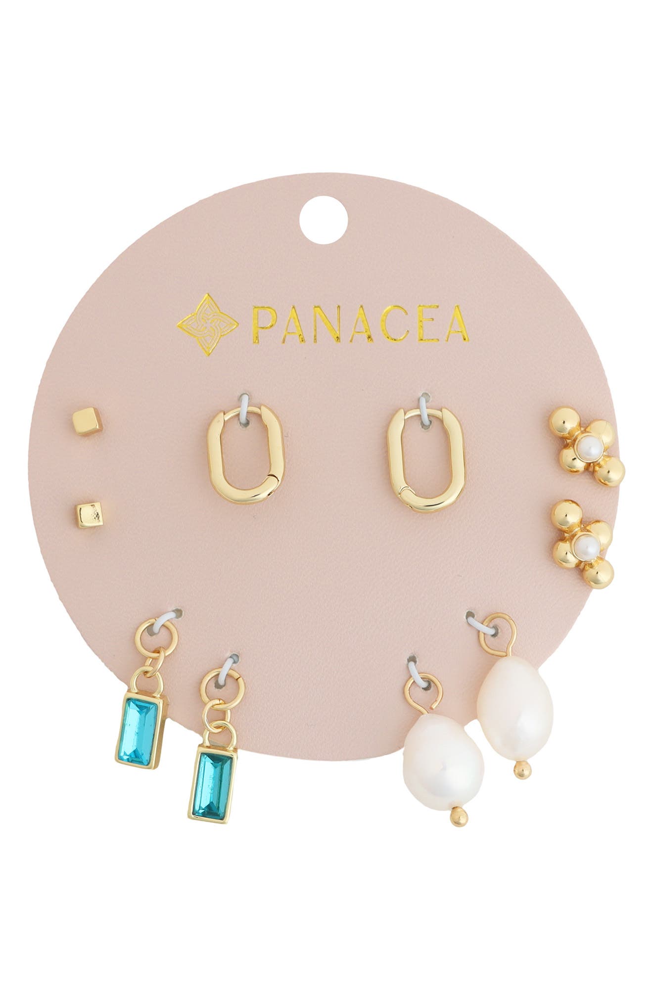 Panacea Set of 5 Stud, Charm & Huggie Hoop Earrings