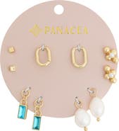Panacea Set of 5 Stud, Charm & Huggie Hoop Earrings