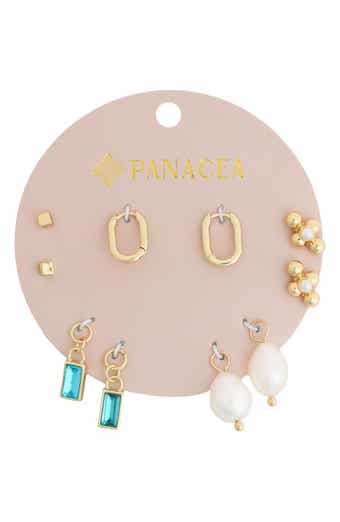 Panacea Set of 5 Stud, Charm & Huggie Hoop Earrings