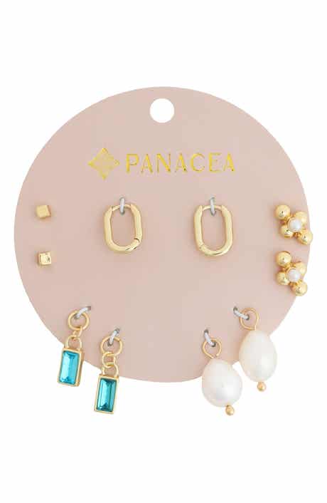 Panacea Set of 5 Stud, Charm & Huggie Hoop Earrings