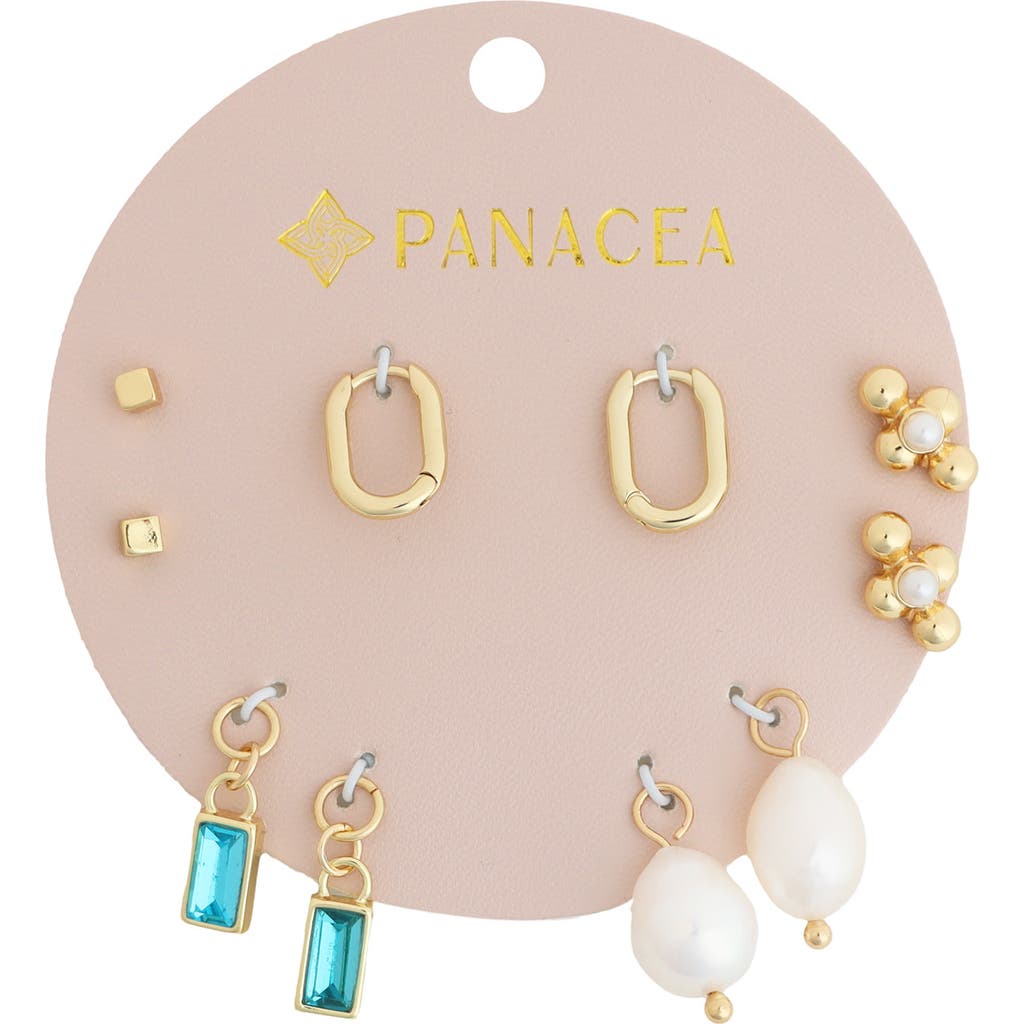 Panacea Set Of 5 Stud, Charm & Huggie Hoop Earrings In Gold
