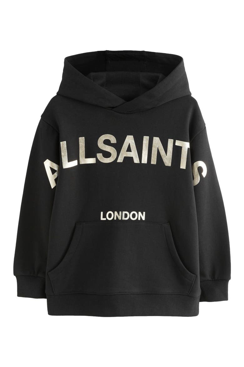 Kids' Metallic Graphic Oversize Hoodie, Main, color, BLACK