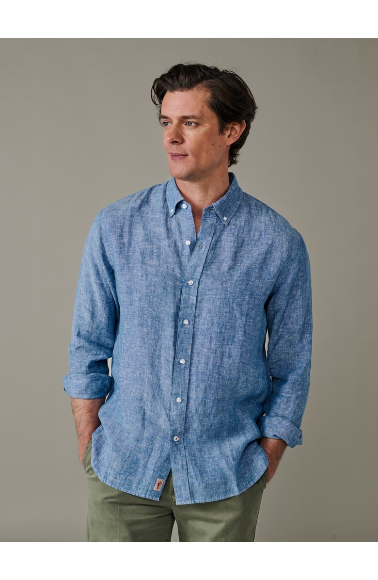 Aubin Worlaby Linen Long Sleeve Shirt, Main, color, Blue
