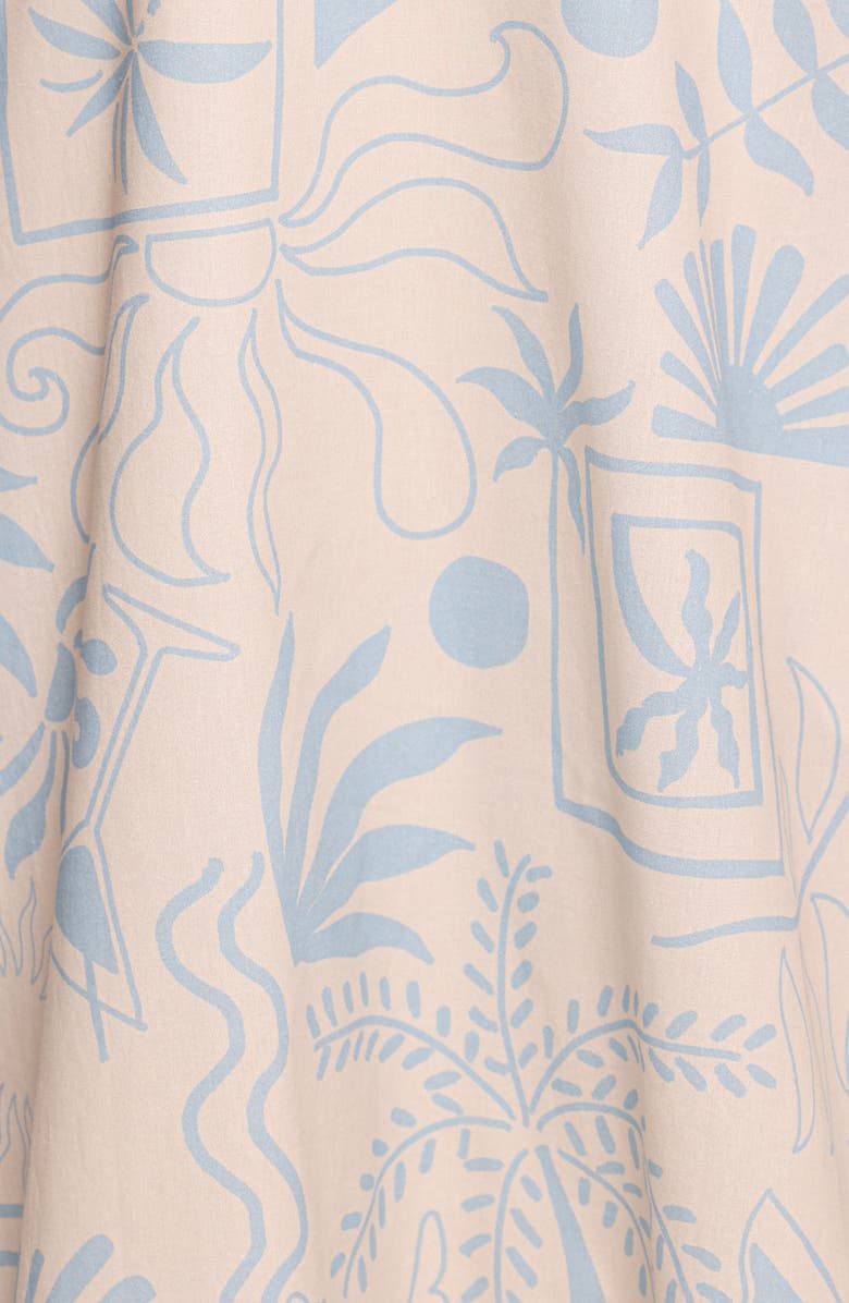 Petal & Pup Naida Mixed Print Cotton Halter Maxi Dress, Alternate, color, Blue Soleil