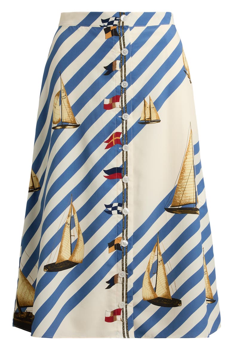 Print A-Line Midi Skirt, Alternate, color, CREAM MULTI