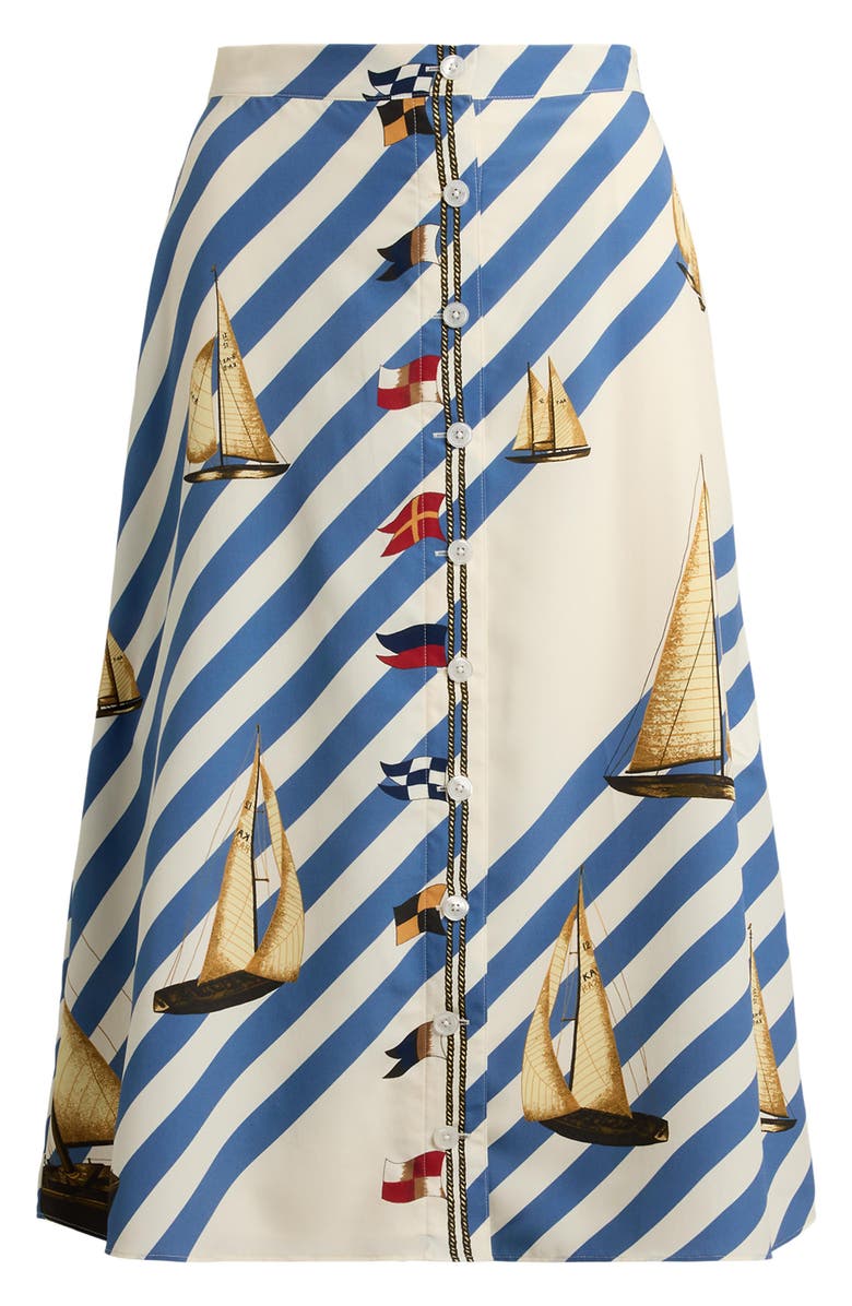 Lauren Ralph Lauren Print A-Line Midi Skirt, Alternate, color, Cream Multi
