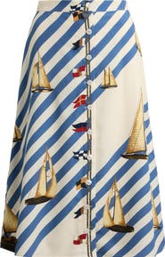 Lauren Ralph Lauren Print A-Line Midi Skirt