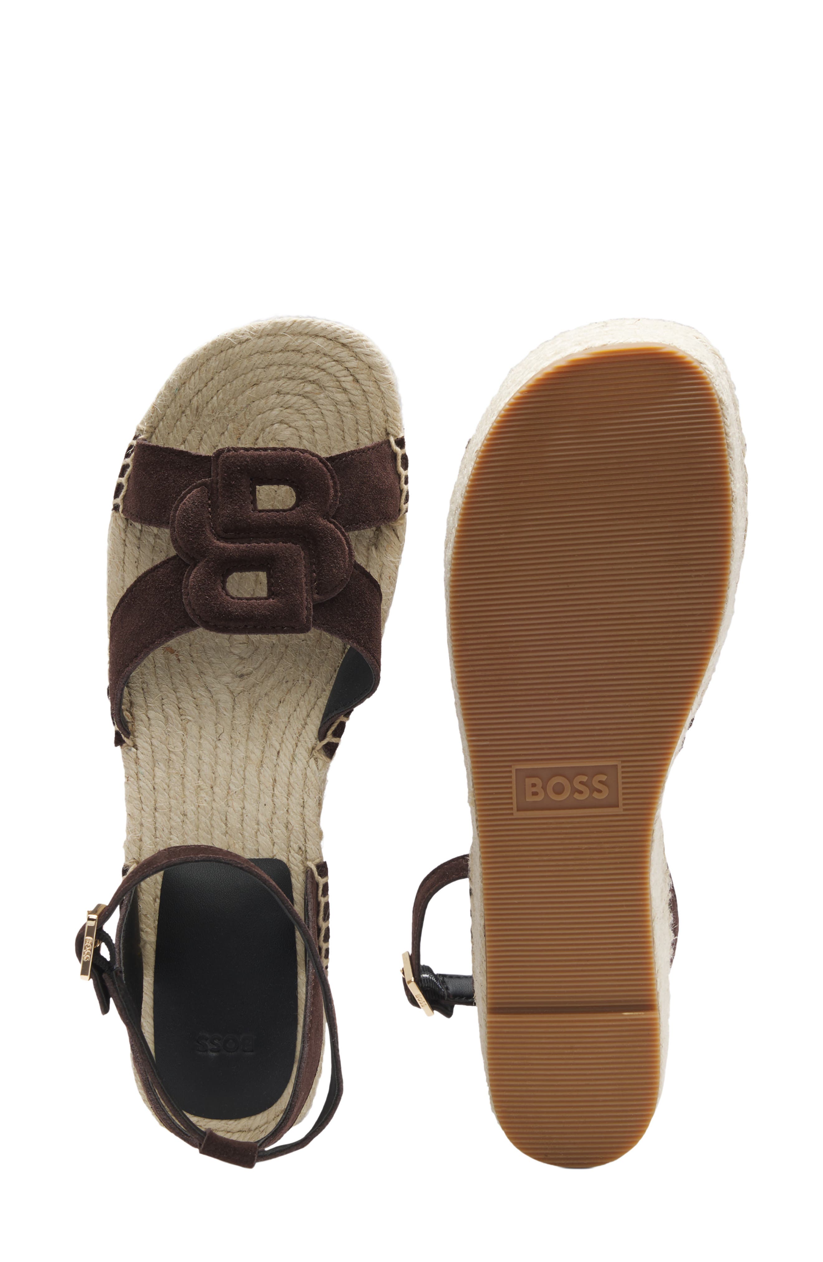 BOSS Machica Espadrille Platform Sandal, Alternate, color, Dark Brown