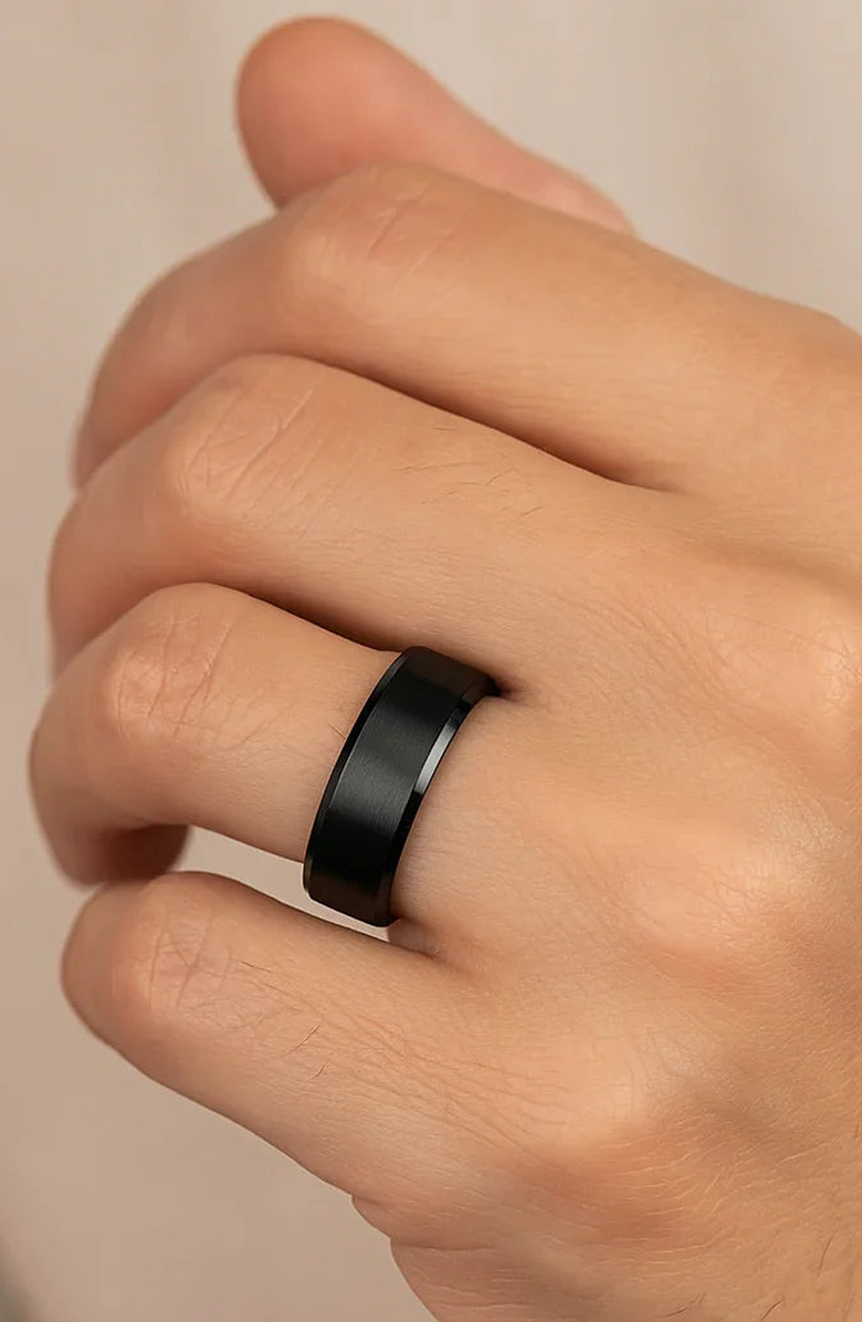 Larson Jewelers Elysian Titanium Wedding Band, Alternate, color, Black Titanium