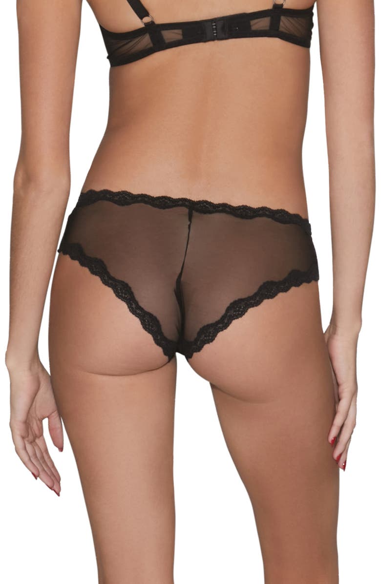 Fleur Du Mal Sheer Tulle Demi Bra, Alternate, color, Black