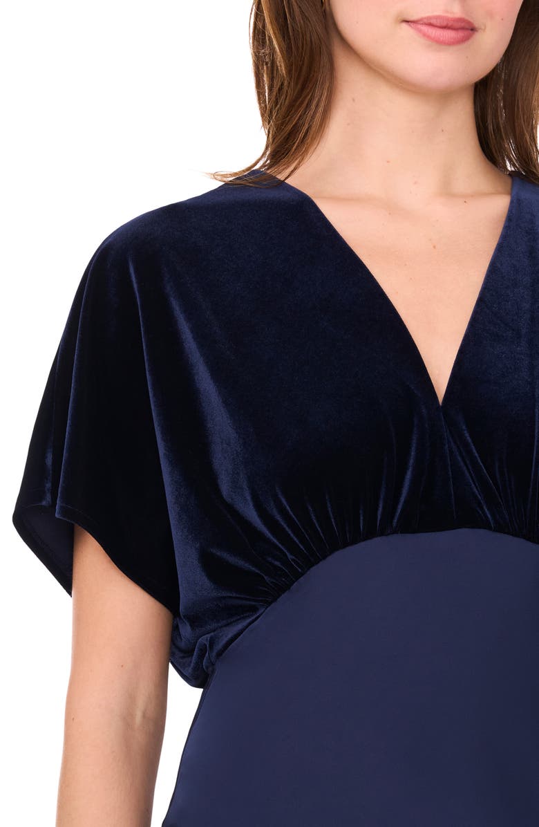 CeCe Dolman Sleeve Velvet & Satin Dress, Alternate, color, Classic Navy 407