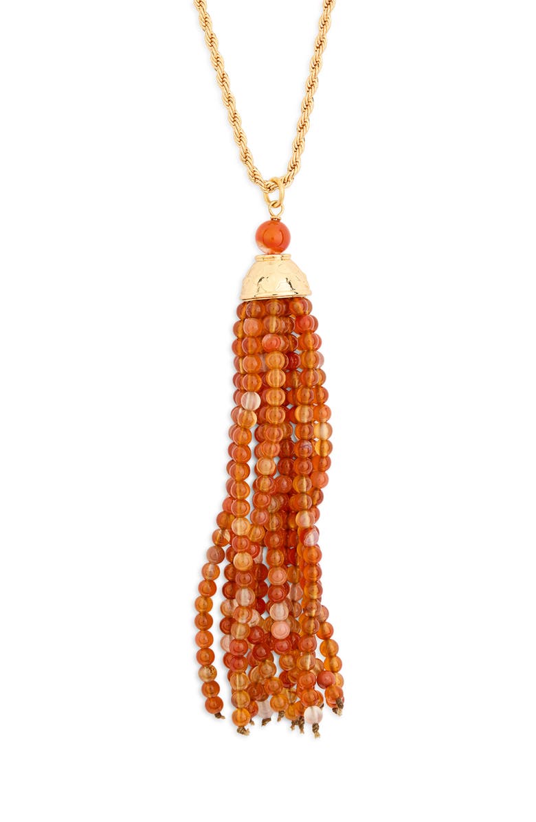 Kenneth Jay Lane Beaded Tassel Pendant Necklace, Main, color, 