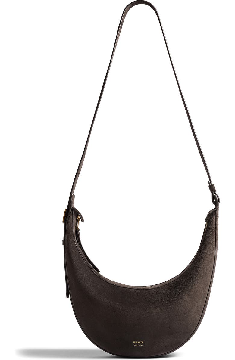 Khaite Small Augustina Suede Hobo Bag, Main, color, Dark Brown 950