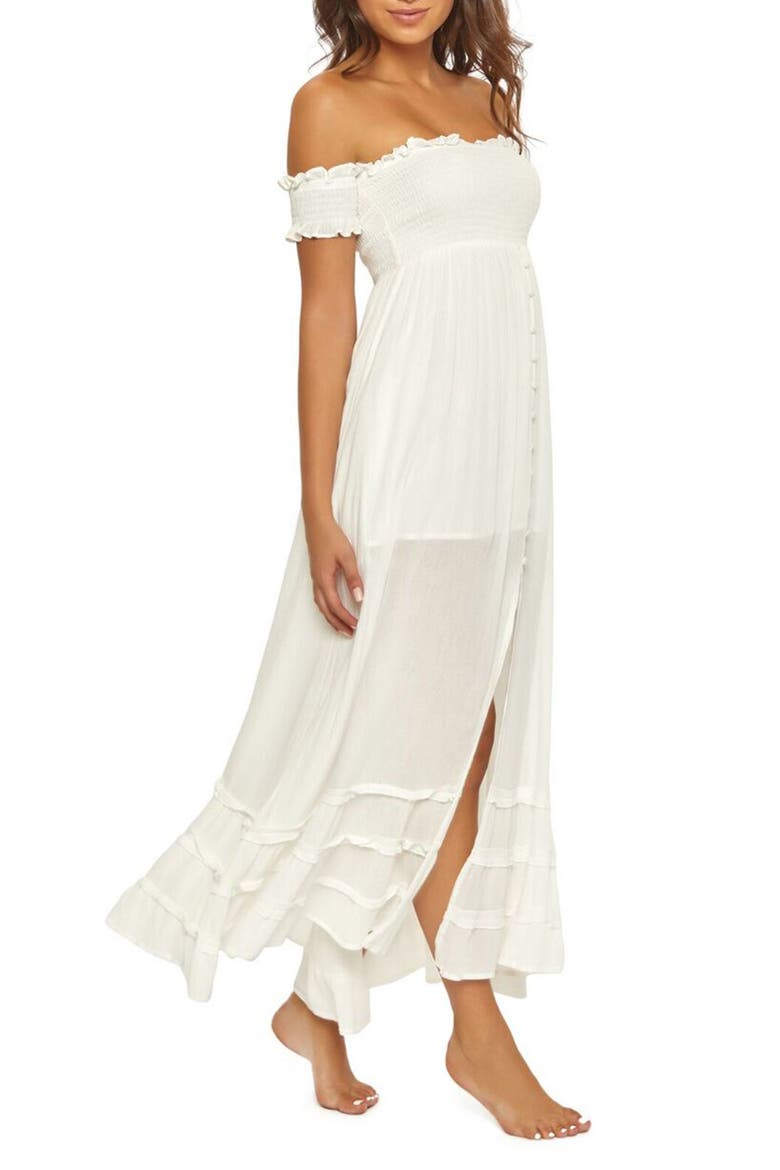 Mishelle Off the Shoulder Cover-Up Maxi Dress, Alternate, color, WATERLILLY