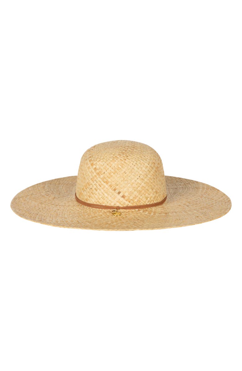 Lauren Ralph Lauren Logo Charm Raffia Sun Hat, Main, color, Natural