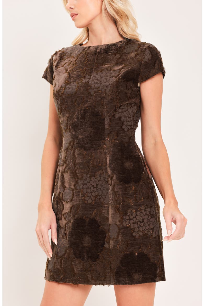 Textured Floral Minidress, Alternate, color, BROWN