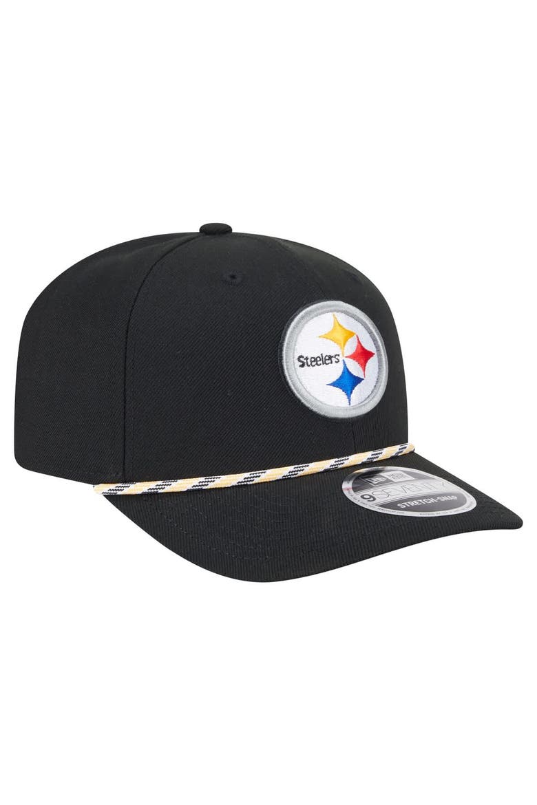 Men's New Era Black Pittsburgh Steelers Gameday Multi Rope 9SEVENTY Stretch-Snap Hat, Alternate, color, Black