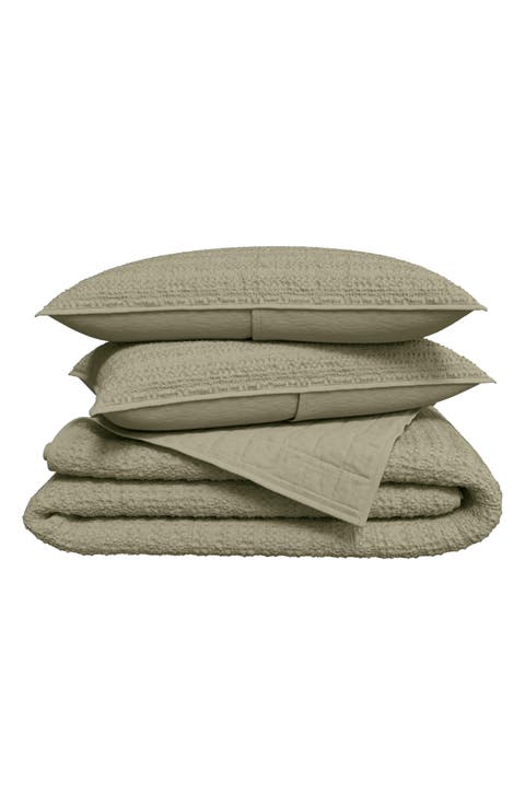 Reversible Honeycomb Waffle Cotton Quilt & Sham Set