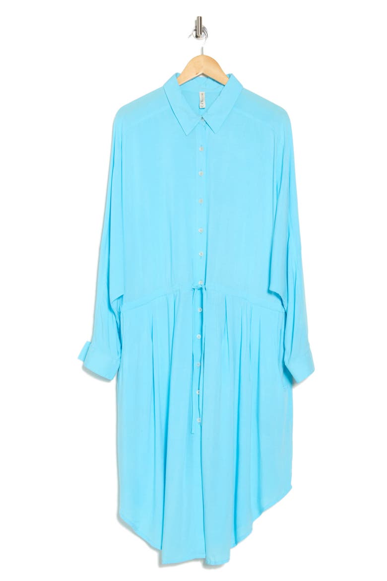 Long Sleeve Shirtdress, Alternate, color, AQUA