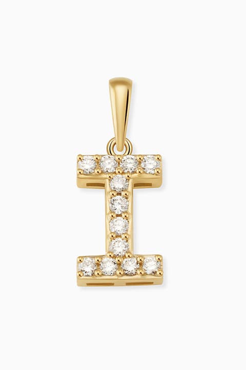 14K Gold Luxe Letter Diamond Initial Pendant Charm