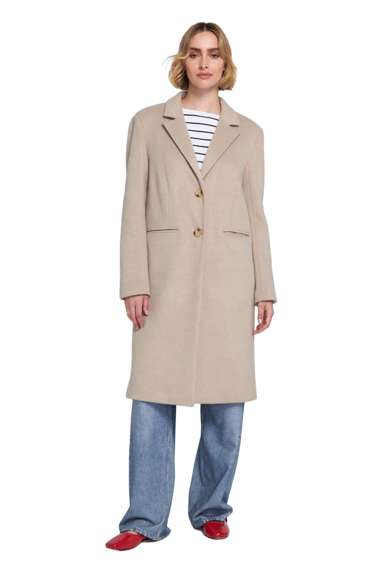 Melton Coat With Printed Lining Trench, Main, color, Oat