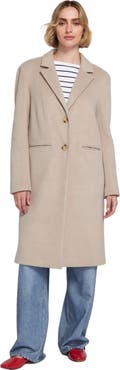 ELLE Collection Melton Coat With Printed Lining Trench
