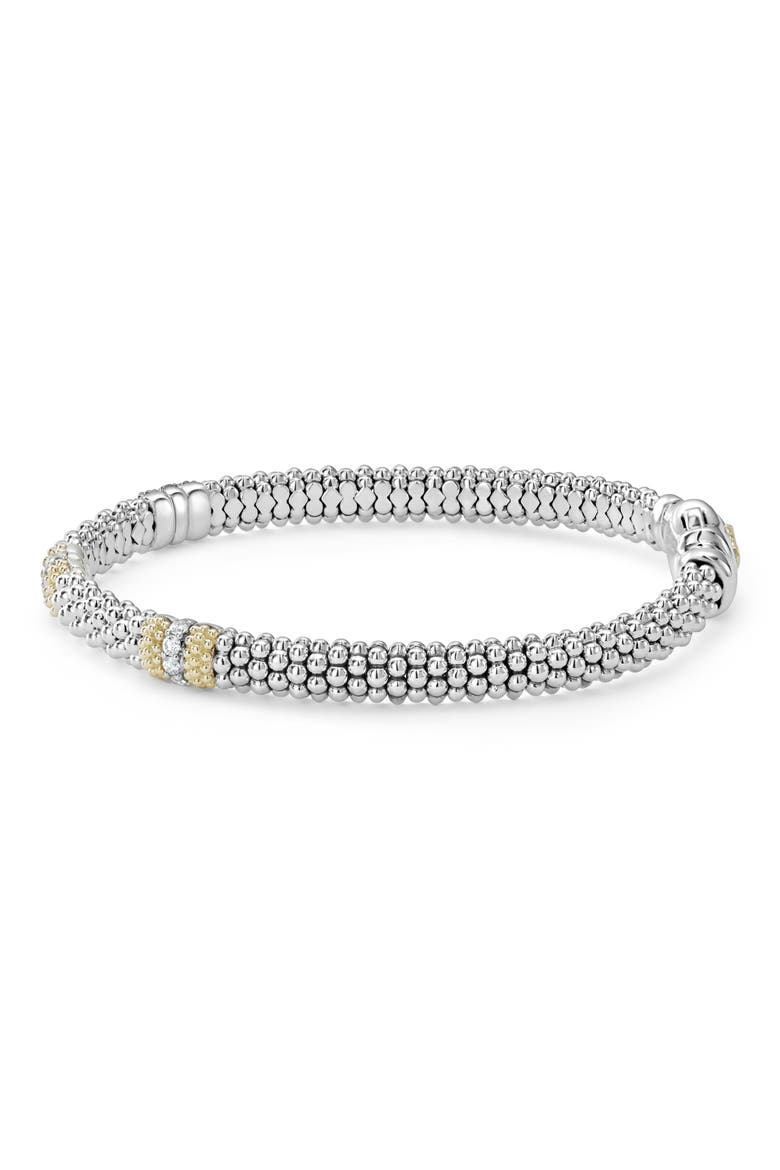Lux Caviar Diamond Station Bracelet, Alternate, color, SILVER/GOLD/DIAMOND