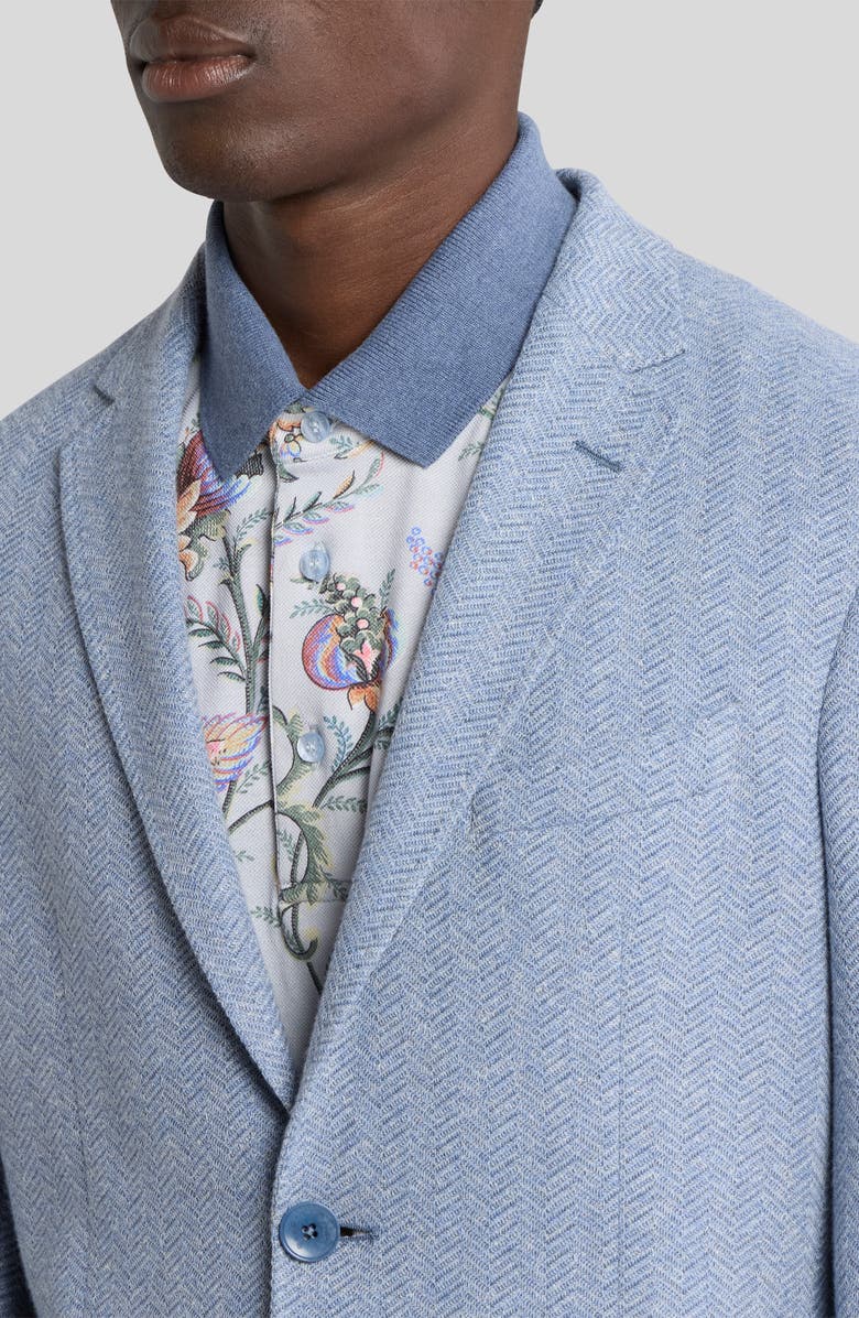 Etro Roma Jersey Cotton & Linen Herringbone Sport Coat, Alternate, color, Azzurro