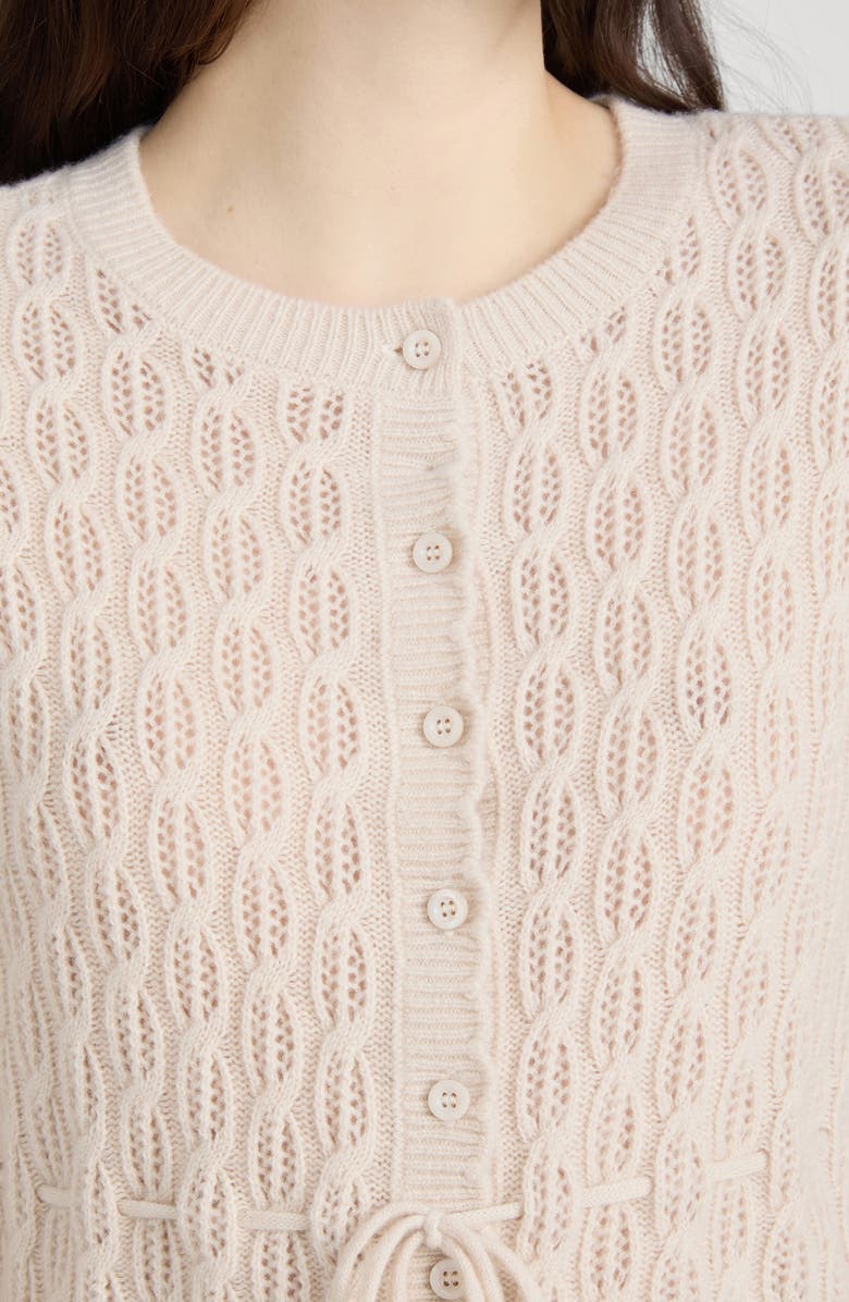 FRAME The Clover Tie Waist Crop Wool & Cashmere Cardigan, Alternate, color, Oatmeal Heather