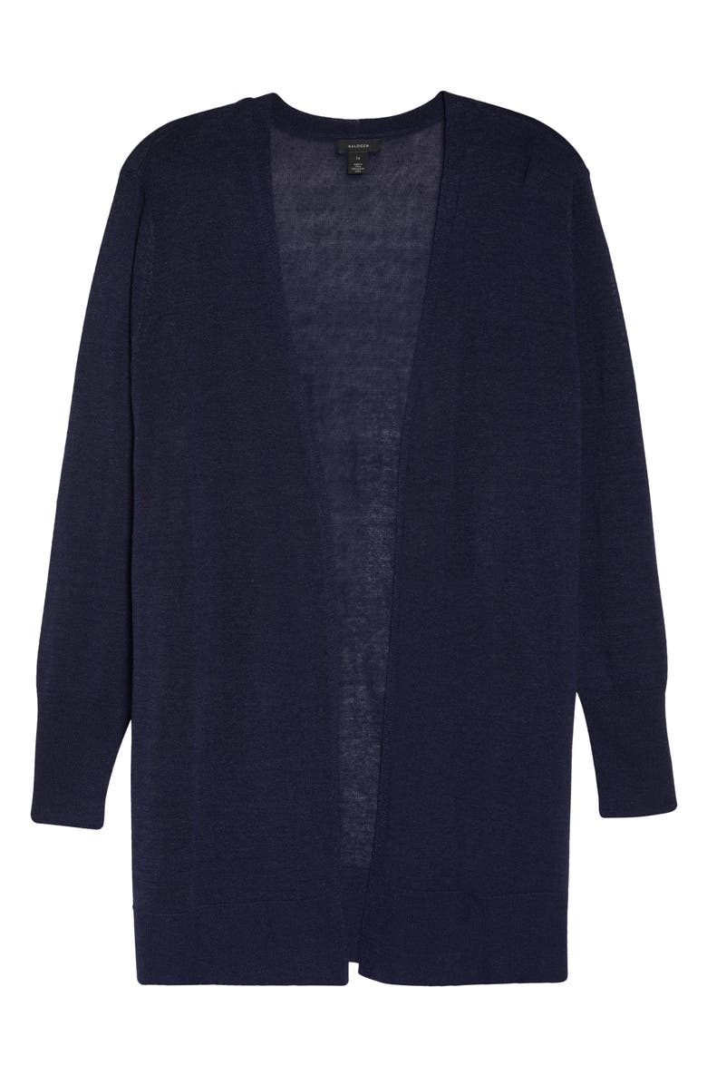 Halogen<sup>®</sup> Side Slit Linen Blend Cardigan, Alternate, color, Classic Navy