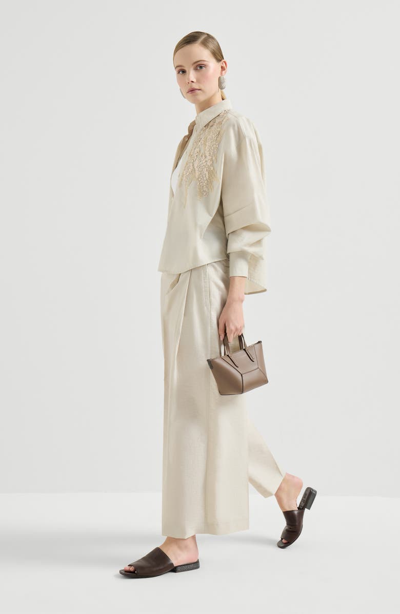 Brunello Cucinelli Shirt with dazzling seabed embroidery, Alternate, color, Panama