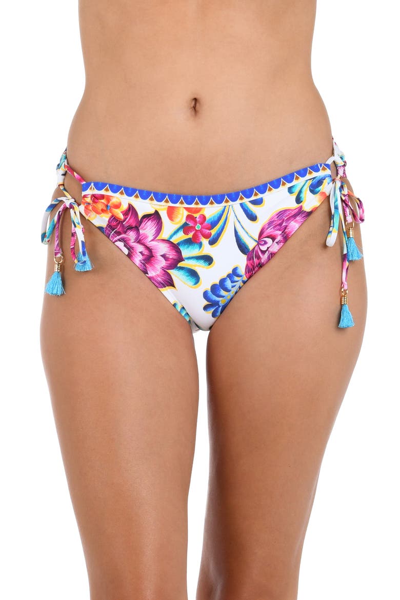 Paradiso Tie Side Bikini Bottoms, Main, color, WHITE MULTI