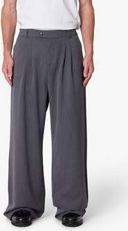 mnml Pleated Wide Leg Cotton Blend Pants