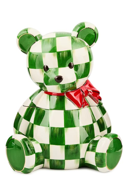 Mackenzie-childs Mackenzie Childs Check It Out Bear Cookie Jar In Green