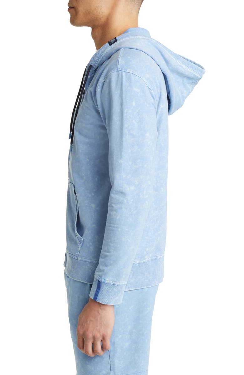 Stone Rose Acid Wash Zip Front Fleece Hoodie, Alternate, color, Light Blue