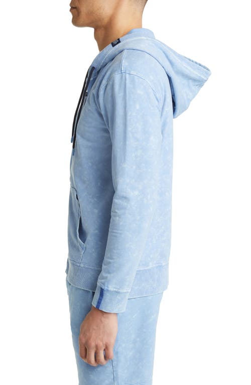 Stone Rose Acid Wash Zip Front Fleece Hoodie In Light Blue