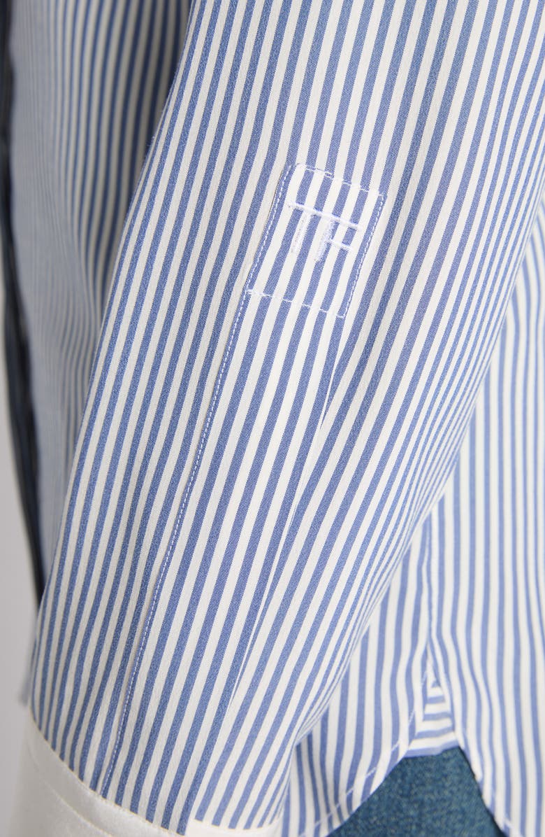 TOM FORD Stripe Silk Button-Up Shirt, Alternate, color, Combo Blue/ White