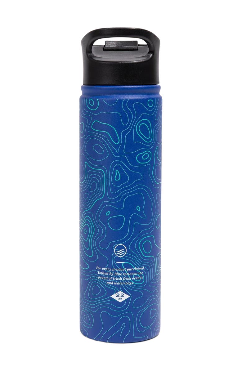 United By Blue 22 OZ Topography Steel Bottle, Alternate, color, Navy
