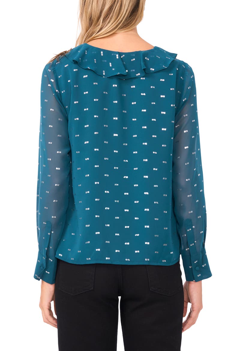 Long Sleeve V-Neck Ruffle Top, Alternate, color, DEEP TEAL