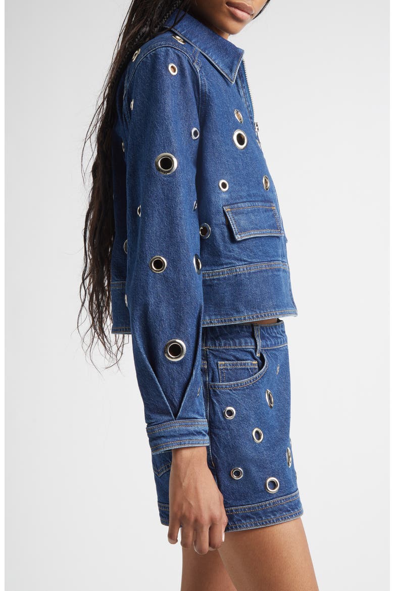 Harriet Denim Grommet Jacket, Alternate, color, TIDE