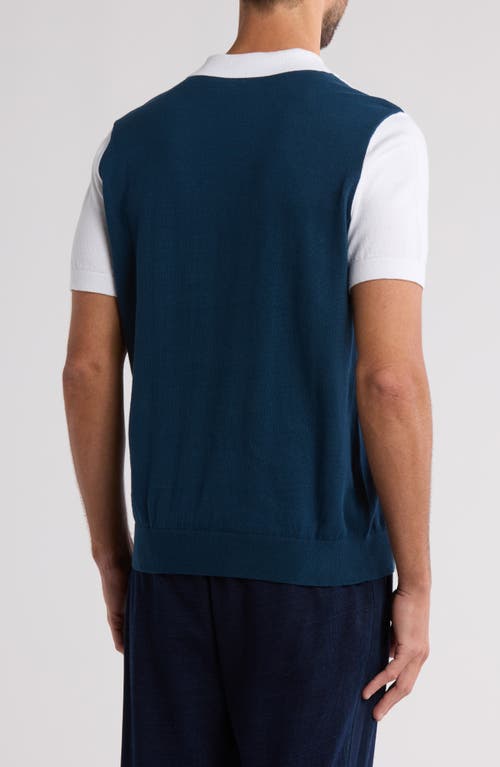 Original Penguin Stripe Cotton Jersey Polo In Blue Wing Teal
