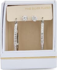 NORDSTROM RACK Set of 2 Cubic Zirconia Ball Stud & Hoop Earrings