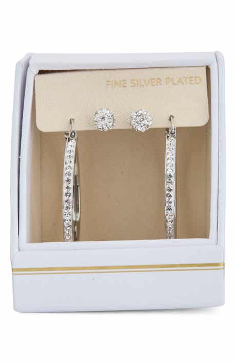 NORDSTROM RACK Set of 2 Cubic Zirconia Ball Stud & Hoop Earrings