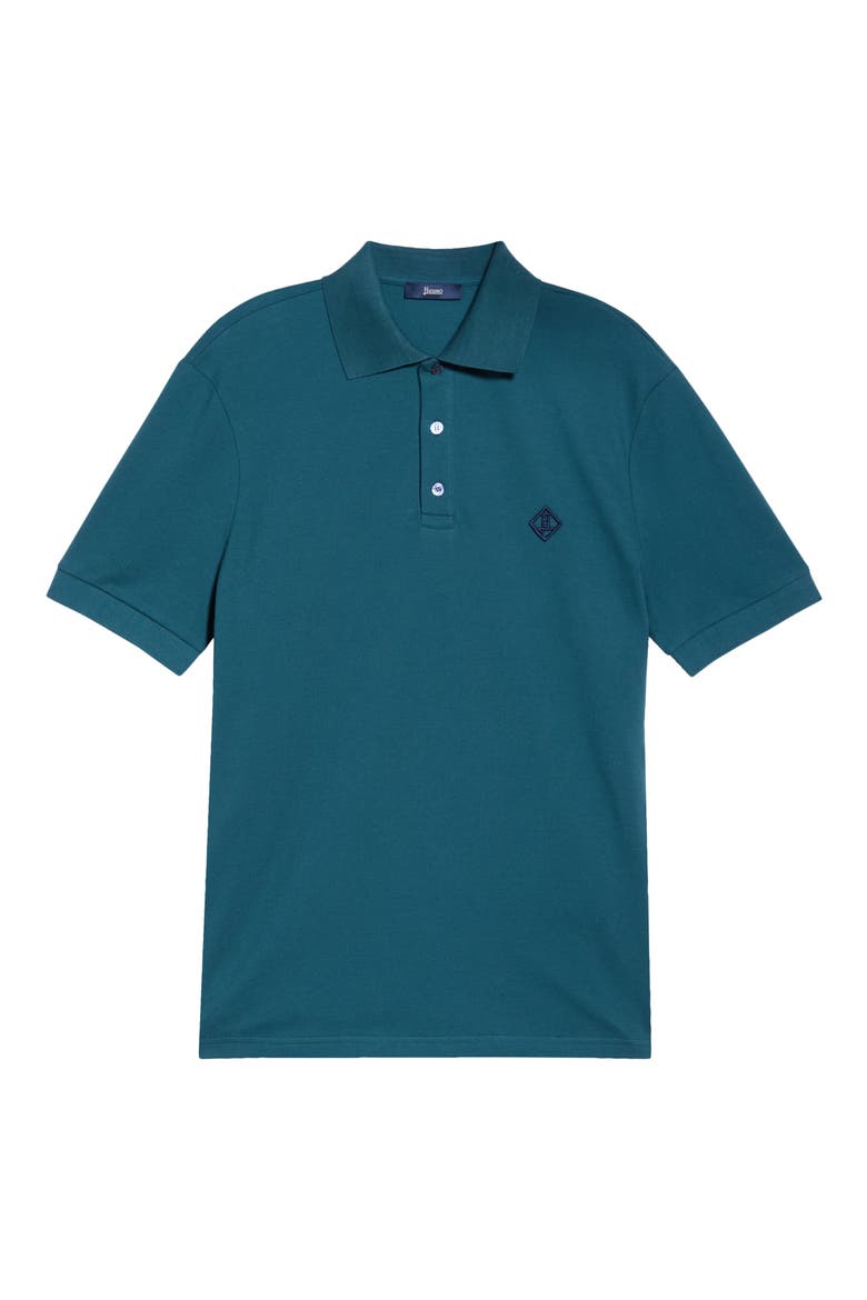 Logo Embroidered Cotton Piqué Polo, Alternate, color, BOTTLE GREEN