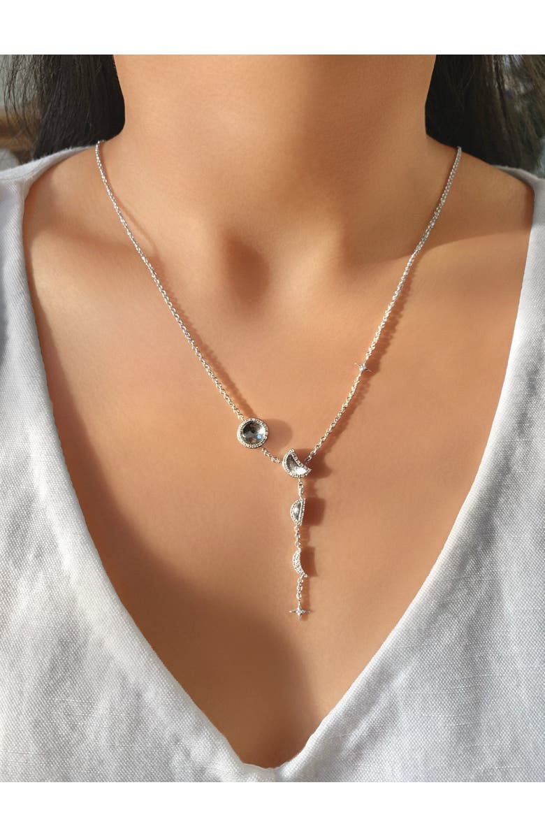 LuvMyJewelry Moon Stages Sterling Silver Diamond Necklace, Alternate, color, 