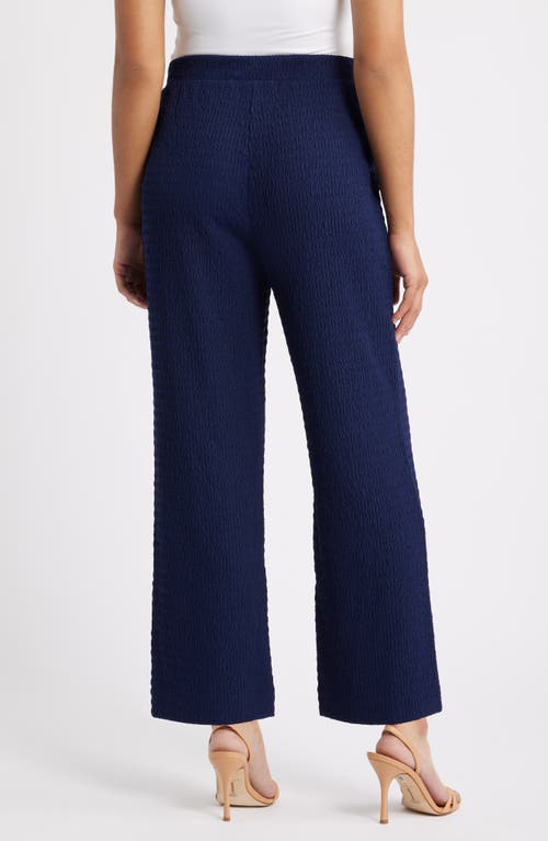 Ak Anne Klein Textured Knit Wide Leg Pants In Multi