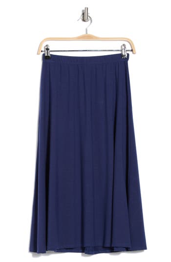 Go Couture Flared Midi Skirt In Deja Vu Blue