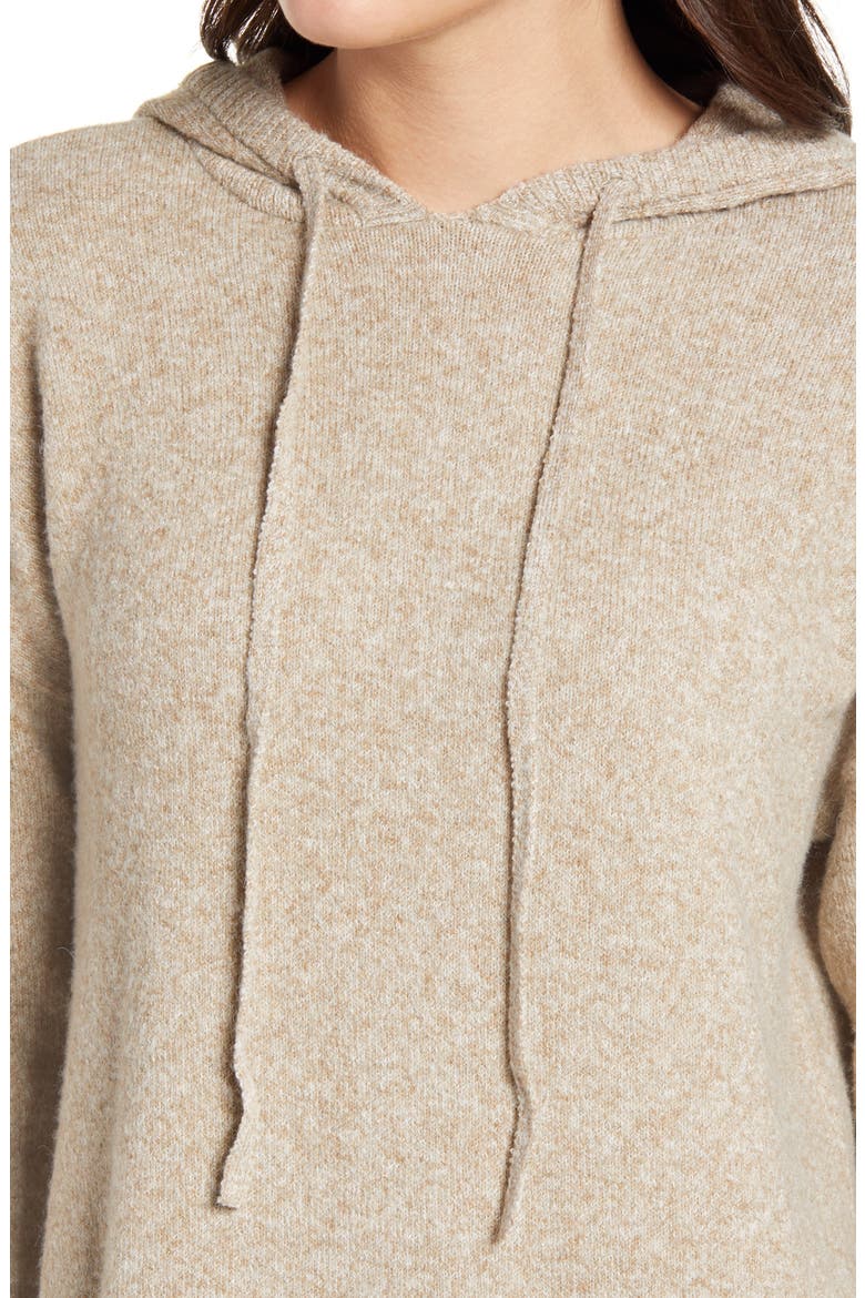 Hooded Long Sleeve Sweater Dress, Alternate, color, SEPIA TINT