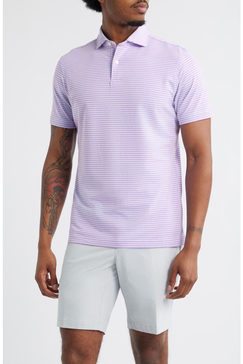 Crown Crafted Albatross Stripe Pima Cotton Blend Polo, Main, color, BLUE TOPAZ